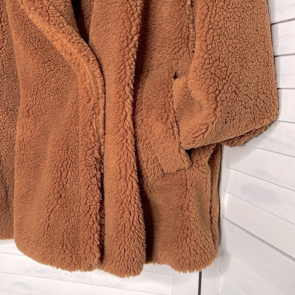 GAP l Sherpa Peacoat Jacket Holiday Brown Comfy Teddy Bear Fall Coat 2X Plu… - Picture 7 of 16